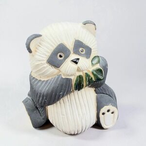 Retired Artesania Rinconada Panda Bear Eating Leaves Made in Uruguay Figurine